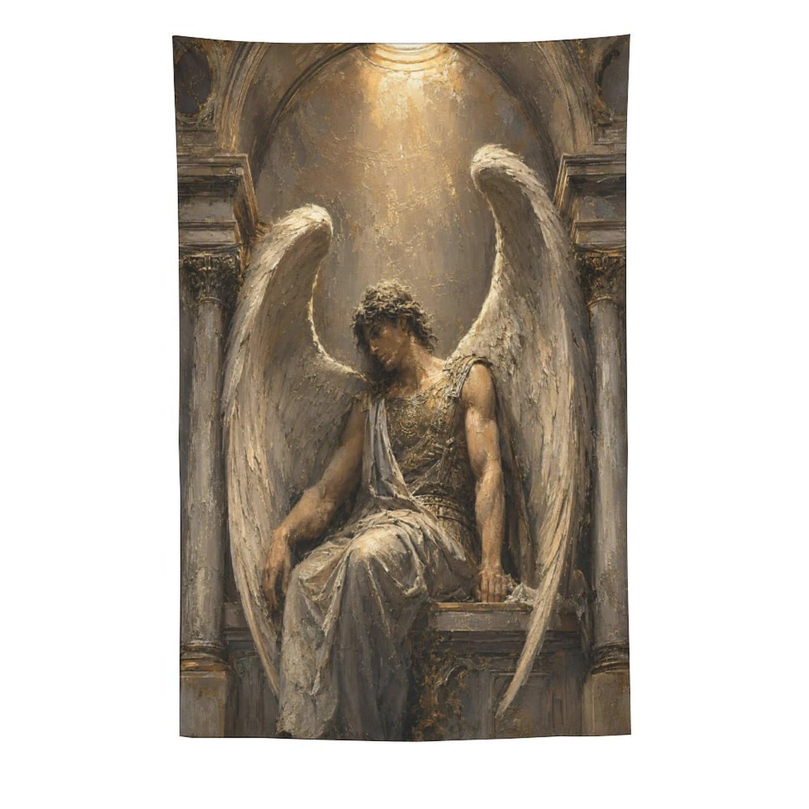 W7C8U2X3 Dark Angel Lucifer Wall Tapestry, Fantasy Illustration Style