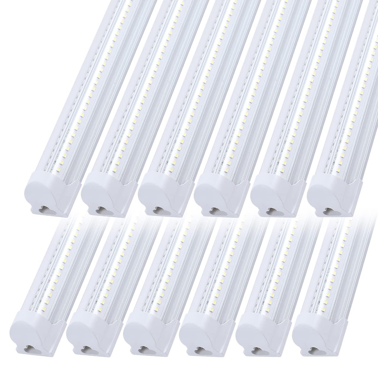 MKUJOO 12 Pack 4FT 60W LED Shop Light, V Shape Integrated T8 LED Tube Light, 6600LM, 6000K Super Bright White,high Output Linkable with Plug for Garage, Workshop,Basement,Warehouse