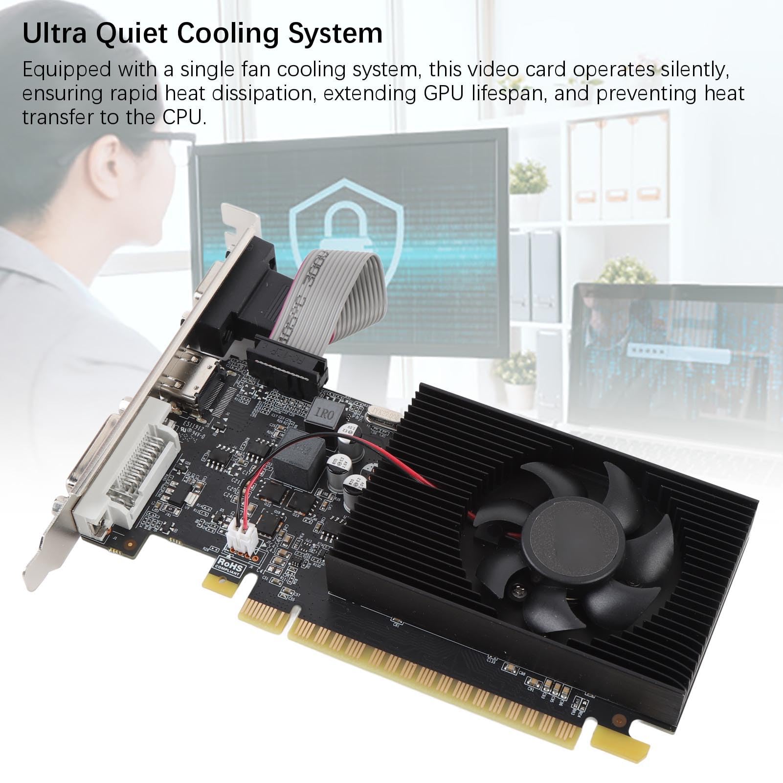 Karta Graficzna GT 730 4 GB, Komputer o Niskim Profilu GPU DDR3 128 Bit 700 MHz 667MHz PCI Express 1.1 X16 PC Karta Wideo z Interfejsem Multimedialnym VGA DVI HD do Pracy