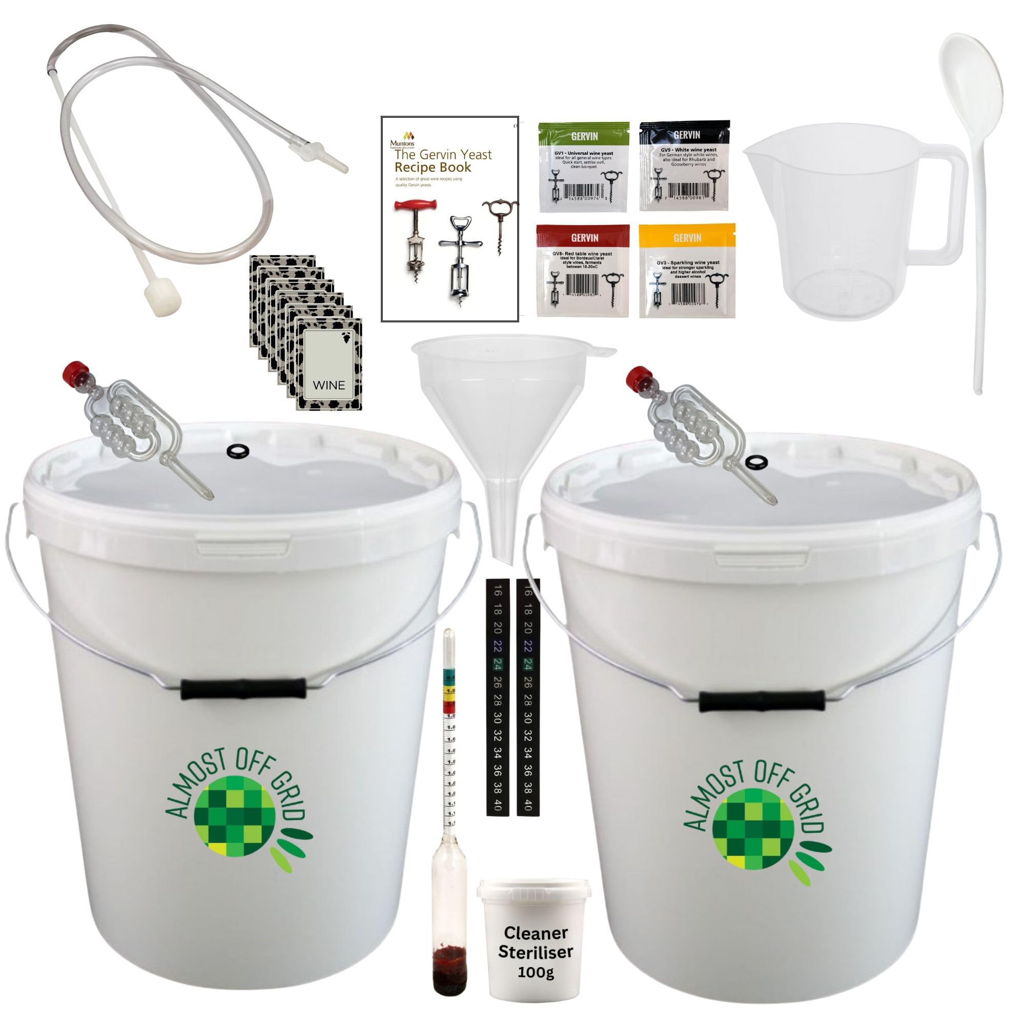 Premium 50 Litre Wine Kit with 2 Buckets, Yeast, Recipe Book, Brewing Equipment