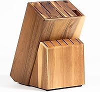 Coninx Acacia Wood Knife Block with 15 Slots - Sturdy Organizer for Chef Knives, Steak Knives & Scissors - Non-Slip Kitchen Storage Stand