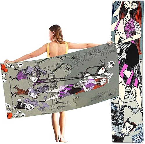 Miniatura 2 de Juego de toallas de playa de Nightmare Before Christmas, paquete con toalla de microfibra Jack Skellington de 40 x 72 pulgadas, más calcomanías