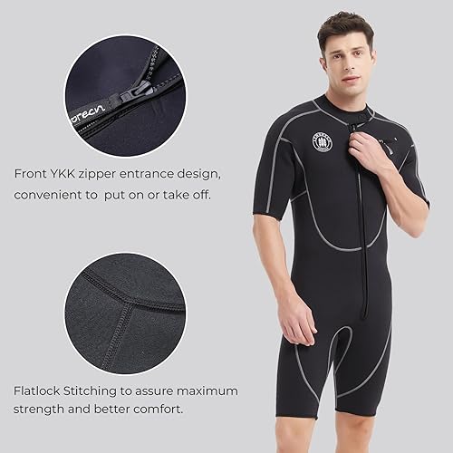 Vista 19 de Trajes de neopreno Lemorecn. Traje de buceo de neopreno premium para adultos, 3 mm, traje entero corto