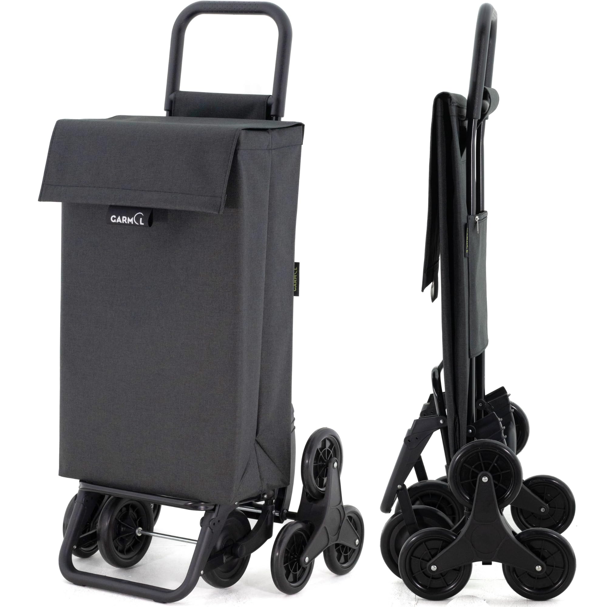 GARMOL Carro de la Compra Plegable 48 Litros | Carro de la Compra 8 Ruedas Gran Capacidad | Carrito Compra Plegable Color Negro
