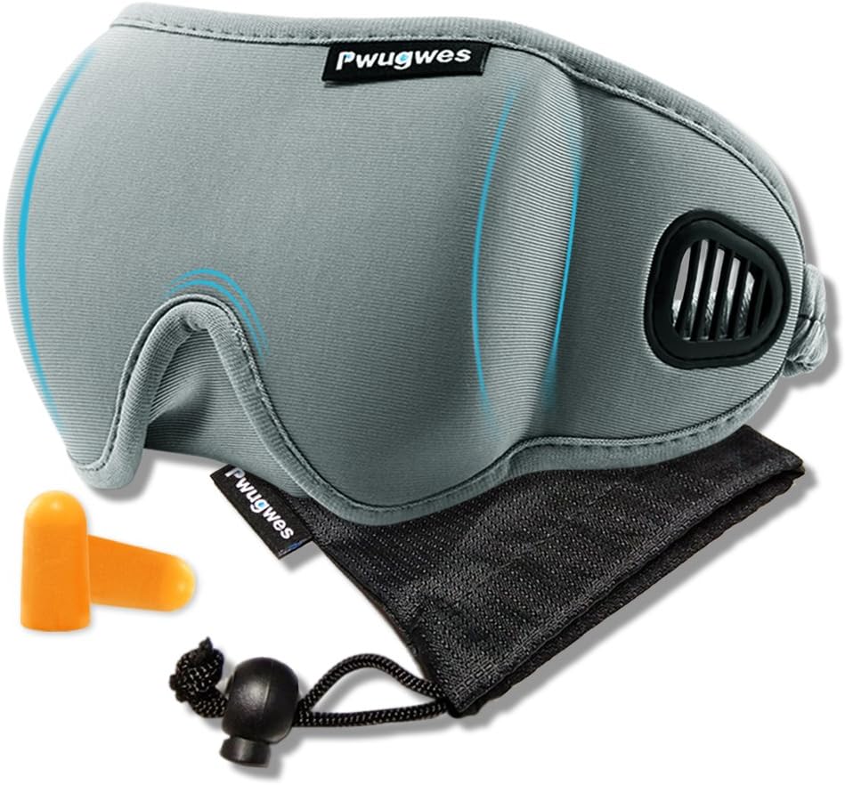 Sleep Mask for Men and Women,Adjustable 3D Contoured Sleeping Mask,Unique Air Ventilated Eye Mask,Light Blocking Eye Shades Eye Cover,Comfortable for Sleeping,Travel,Nap,Shift Work,Meditation