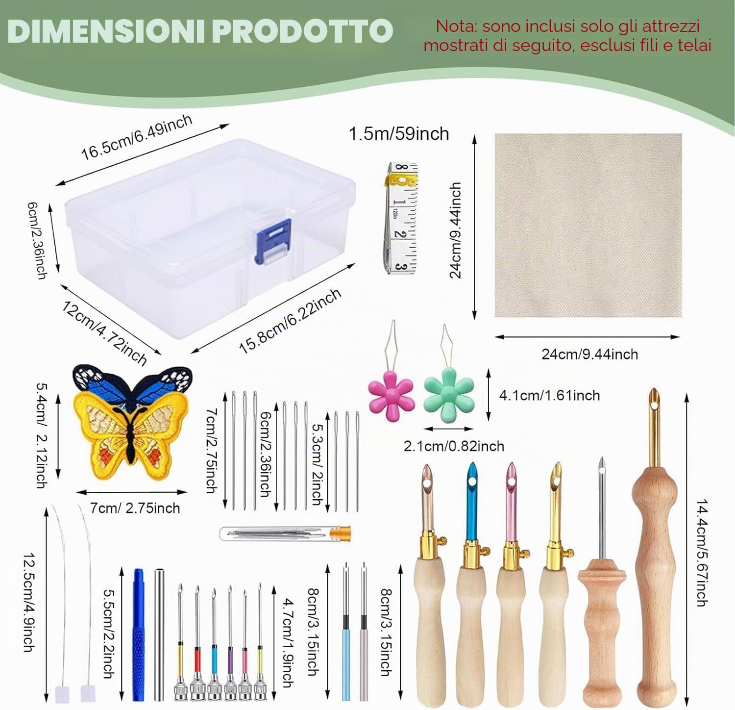 36 Pezzi Punch Needle Kit, Ago Magico Per Ricamo, Kit Di Aghi Da Ricamo Regolabili Per Strumento Per Ago Da Punch, Aghi Da Ricamo Regolabili, Ricamo Ad Ago Per Punch E Penna, Kit Ricamo Principianti