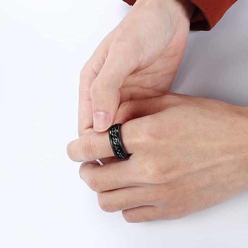 Miniatura 6 de ORAZIO Stainless Steel Fidget Ring Black Spinner Ring For Men Women Anxiety Stress Relieving Spinning Ring Cool Male Spin Ring Men Wedding