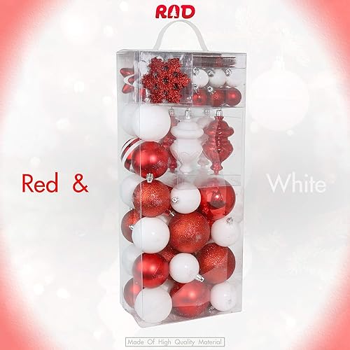 Miniatura 4 de RN'D Adornos de bola de copo de nieve de Navidad, copo de nieve colgante de Navidad y adornos de bola a granel con ganchos, 76 adornos de Navidad y