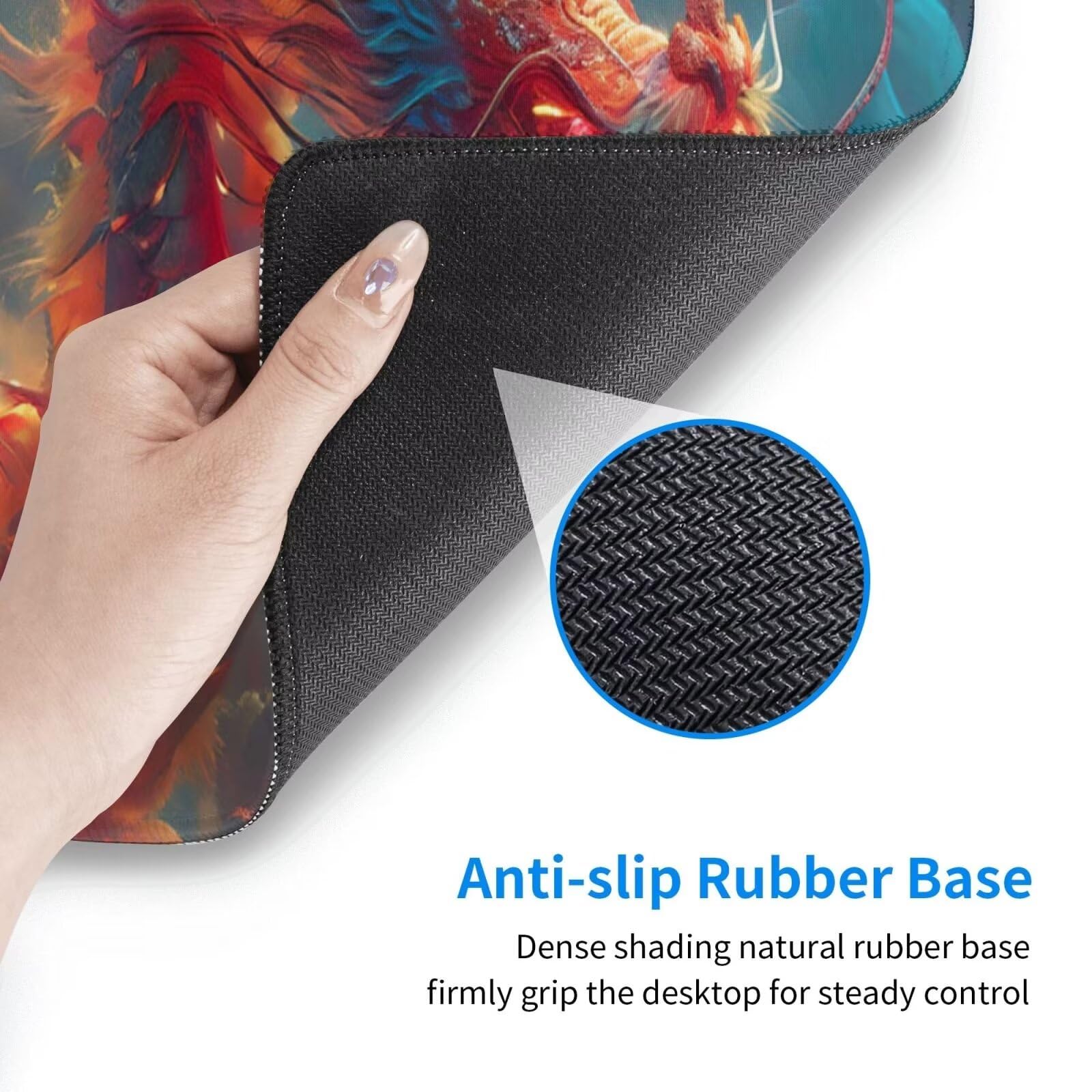 Tappetino Mouse, Tappetino Mouse Gaming Grande XXL 1500x800x3mm Tappetino Scrivania Mouse Pad, Base in Gomma Antiscivolo, Bordi Cuciti,Lavabile, Mousepad per Ufficio e Gaming (Loong) R-449