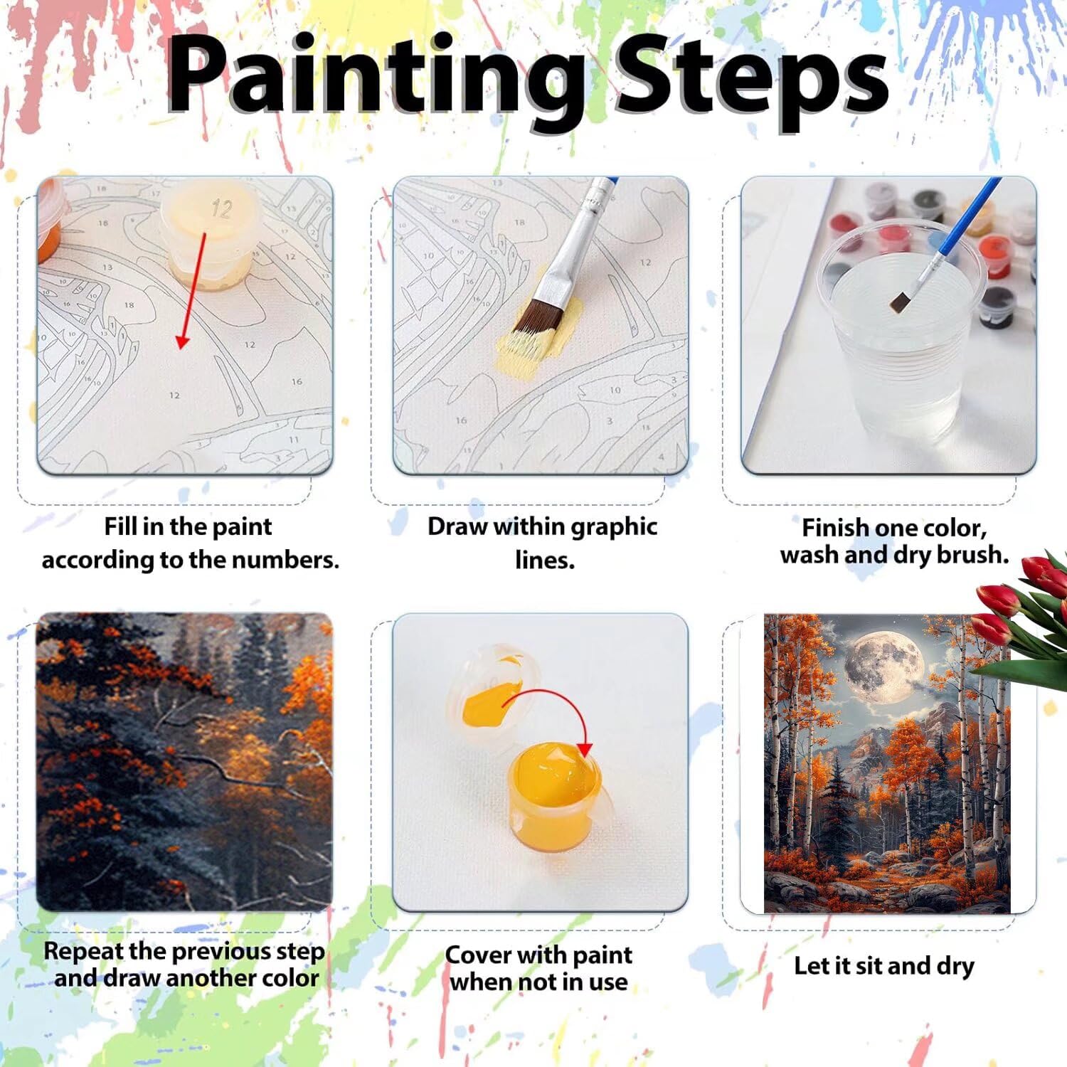 Pintar por Numeros Adultos pintar por numeros niños manualidades niños 10 años, DIY Pintar por Números de Pincel y Pintura acrílica Decoraciones para el Hogar Manualidades, sin Marco 60x80cm C-200