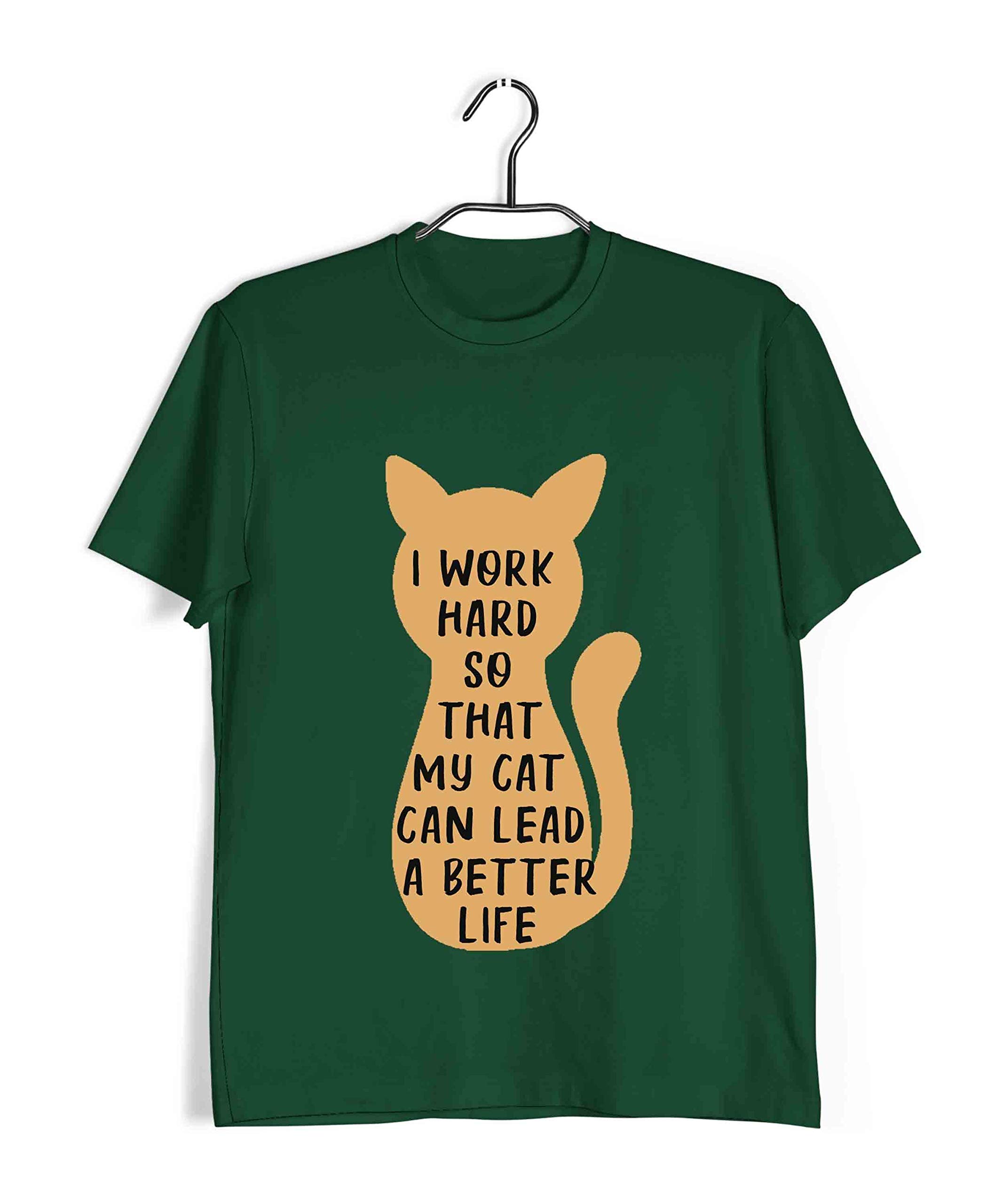 Aaramkhor Pets T-Shirt for Men | Cats | I work hard so That my cat can lead a better life |Cute Pet Kittens | Regular Fit for Men |Green | XXXX-Larg (B08CBMSL8G) Amazon Price History, Amazon Price Tracker