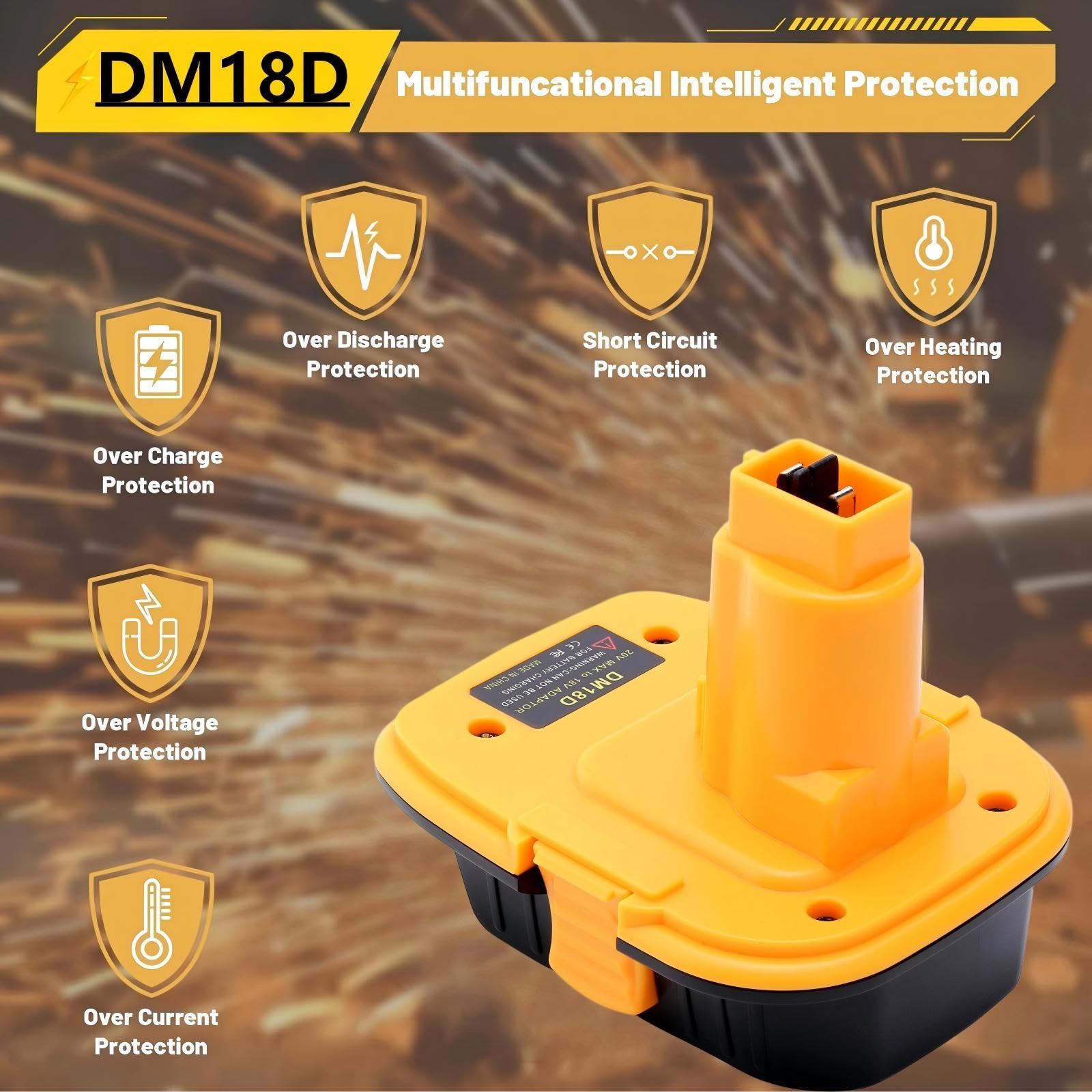 Paquete de 2 adaptadores DM18D compatibles con herramientas DeWalt de 18 V, adaptador compatible con batería Dewalt de 20 V MAX y compatible con batería de litio Mil-waukee M-18 de 18 V para