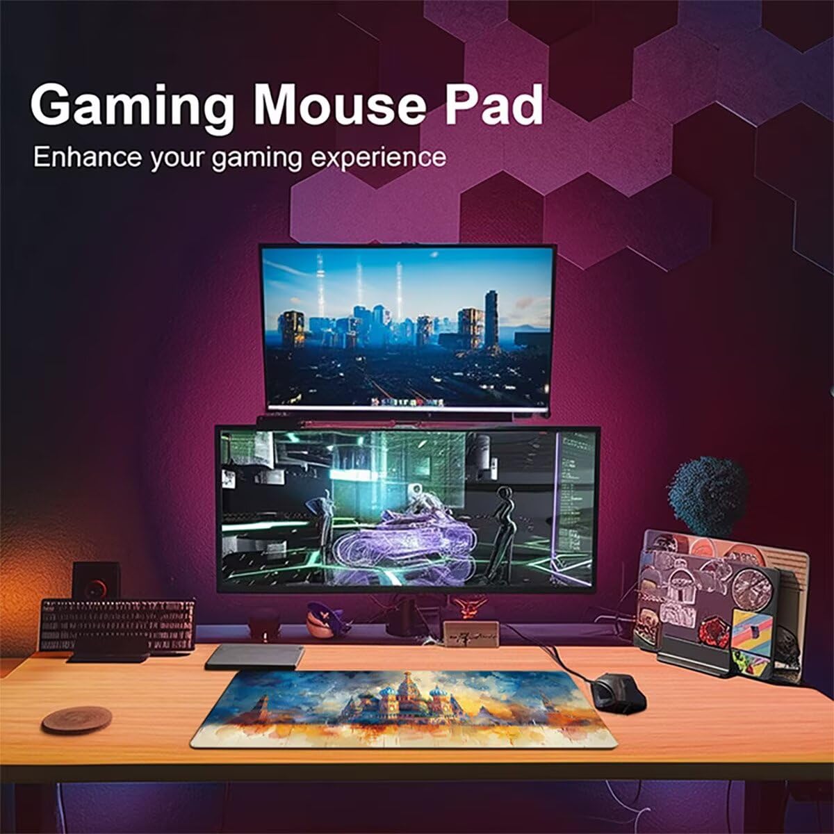 Tappetino per Mouse Gaming XXL 1200x600x3mm– Ufficio Mousepad Grande – Migliora la Velocità e la Precisione Tenuta Stabile Sottomano per Ufficio e Casa Accessori Scrivania Astratto PjY15503 N-U