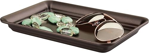 Miniatura 4 de iDesign Organizador decorativo de bandeja de tocador para encimera de baño, dormitorio, armario, entrada, juego de 2, 9.7 x 6.3 x 1 pulgada, bronce
