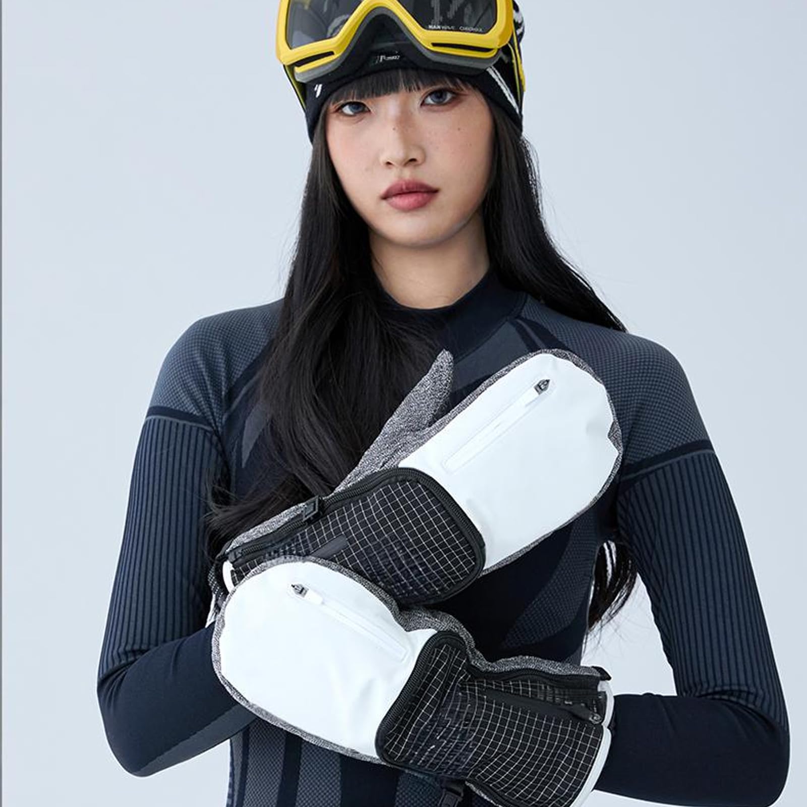 Guantes de Esquí, Manoplas cálidas de Invierno para Hombre Mujeres, Guantes de Moto Invierno Impermeable, Regalos para Hombres y Mujeres,[a] White,M