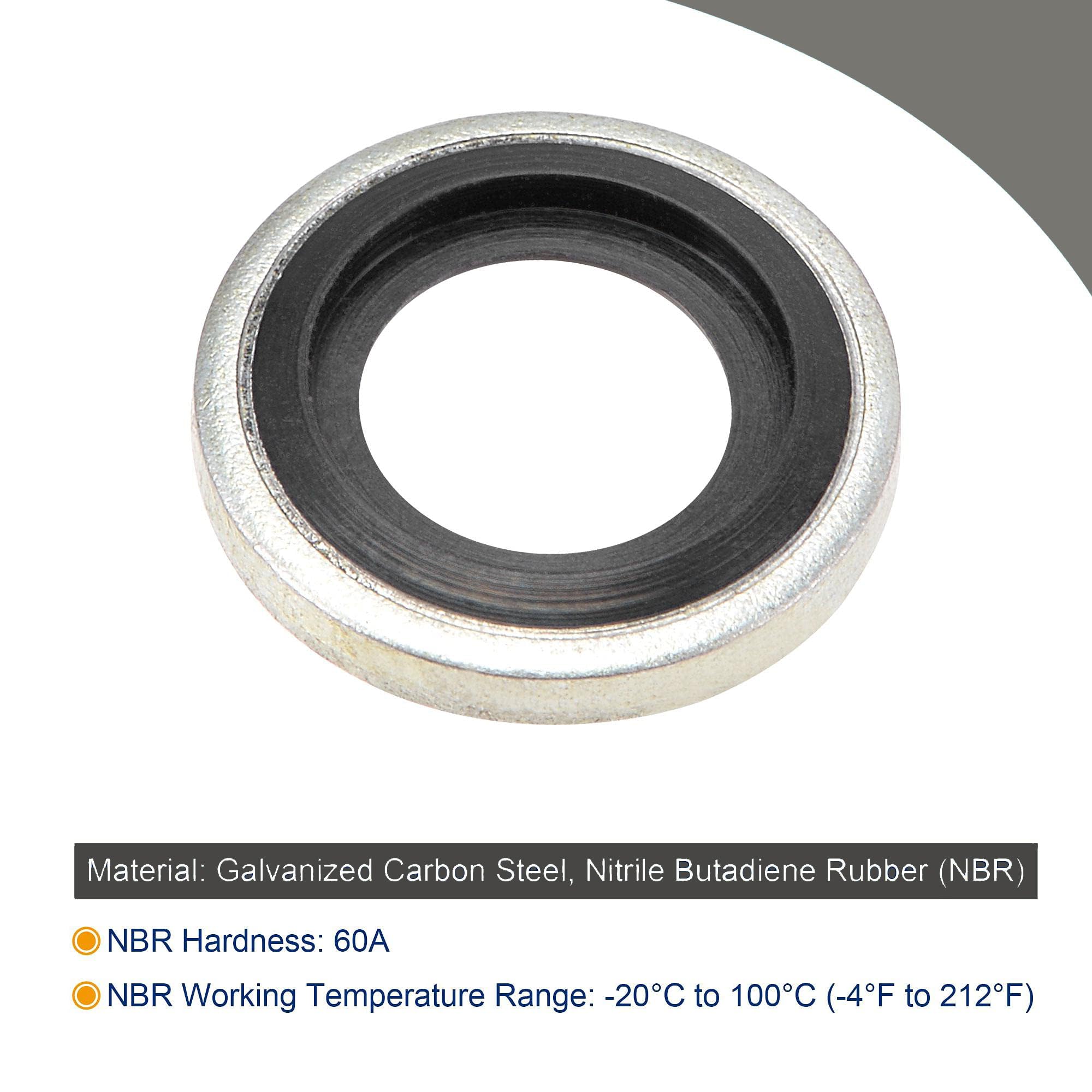 TOP-VIGOR 50Pcs Bonded Sealing Washers, M10 8.05 x 15.8 x 2mm Metal Neoprene Rubber Sealing Oil Rings - Image 3