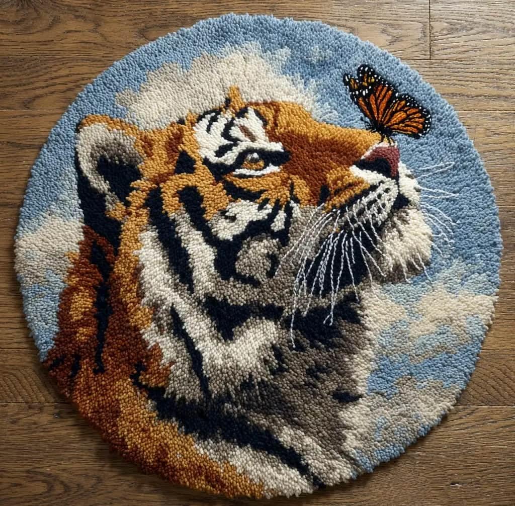 Kitquiver Latch Hook Rug Making Kit Tiger 50X50Cm