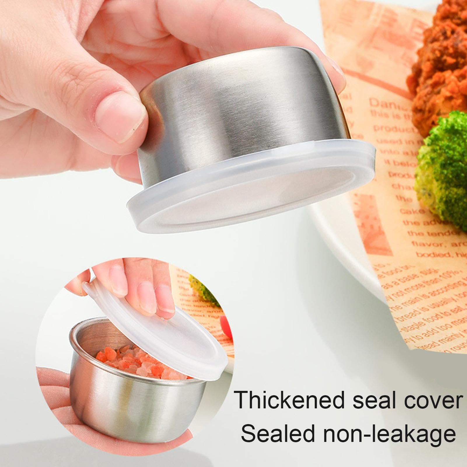 Set di 6 contenitori per condimenti per insalata da 50 ml con coperchi in silicone - Contenitori per alimenti riutilizzabili, a prova di perdite | Leroy Merlin
