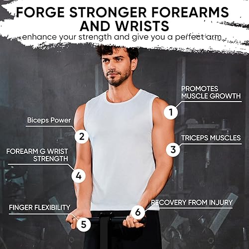 Miniatura 5 de Fortalecedor de antebrazo y rodillo de muñeca, correas de nailon ultra fuertes de 43.3 pulgadas o 51.2 pulgadas, ejercitador de antebrazo con