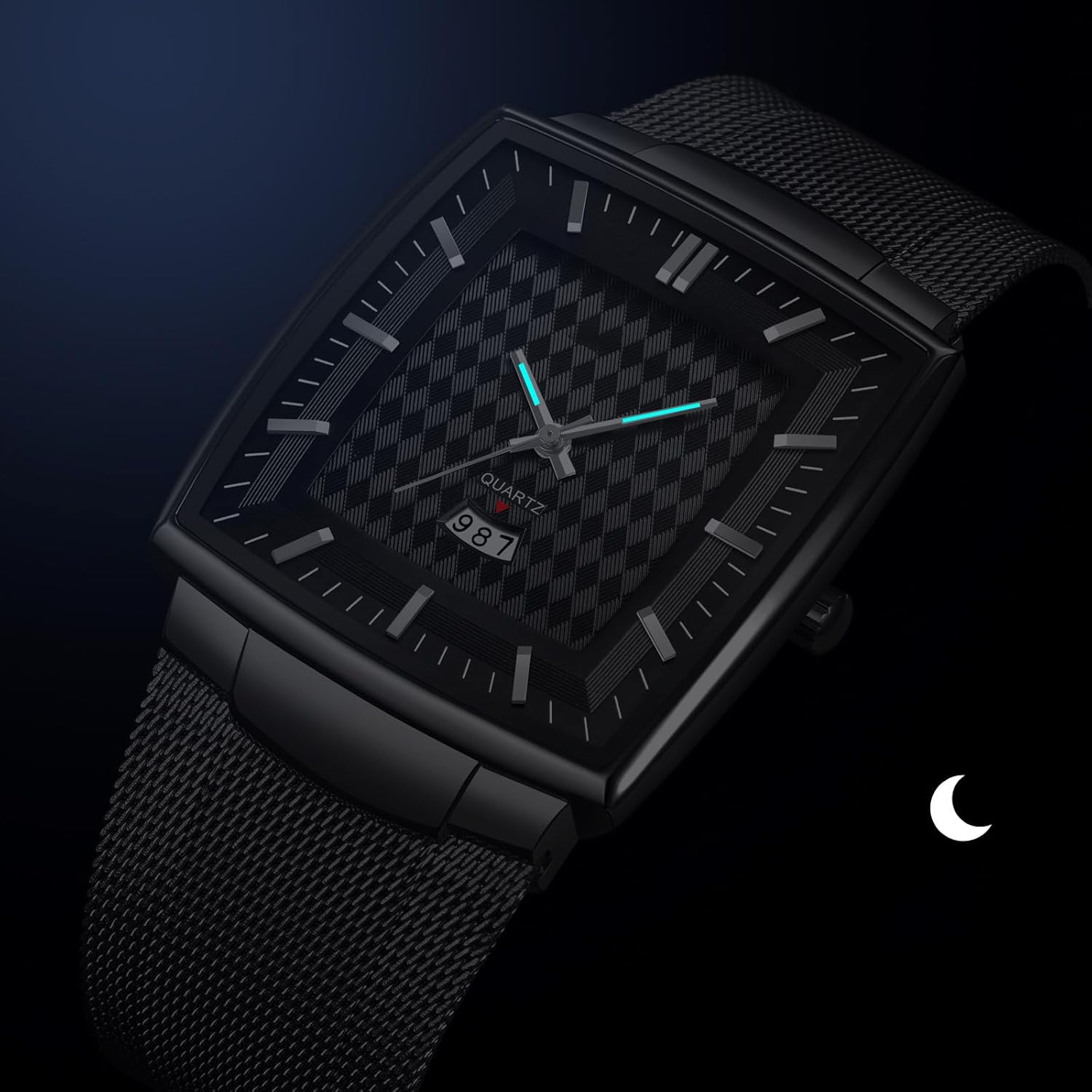 Gosasa Men's Business Square Watch Thin Case Fashion Watch for Men Mesh Band Luxury Mens Watch Date Waterproof Quartz Wristwatch for Men