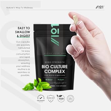 Bio Culture Complex 60 Billion CFU - 20 Live Bacterial Cultures - 60 Vegan Capsules for Women & Men - Lactobacillus Acidophilus, Gasseri, Rhamnosus & Reuteri - By Alpha01