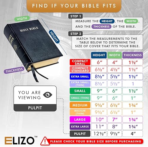 Miniatura 2 de ELIZO Funda de cuero para la Biblia para hombres, funda de Biblia para hombres, funda de cuero para la Biblia para mujeres, bolsa de la Biblia para