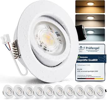 Bojim Focos LED Interior Techo Empotrable Blanco IP44 7W