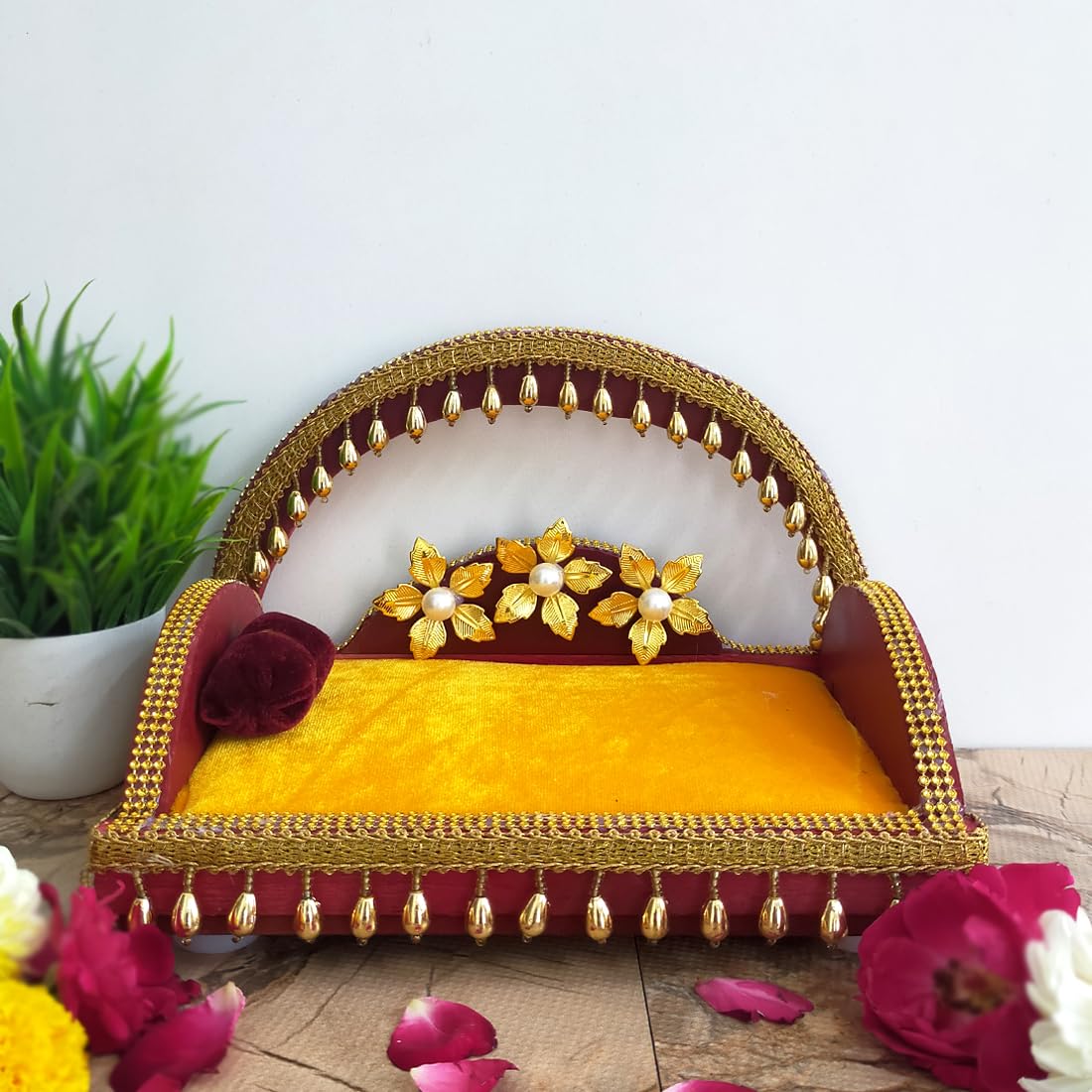 Laddu Gopal Throne - Wooden Handmade Singhasan -7