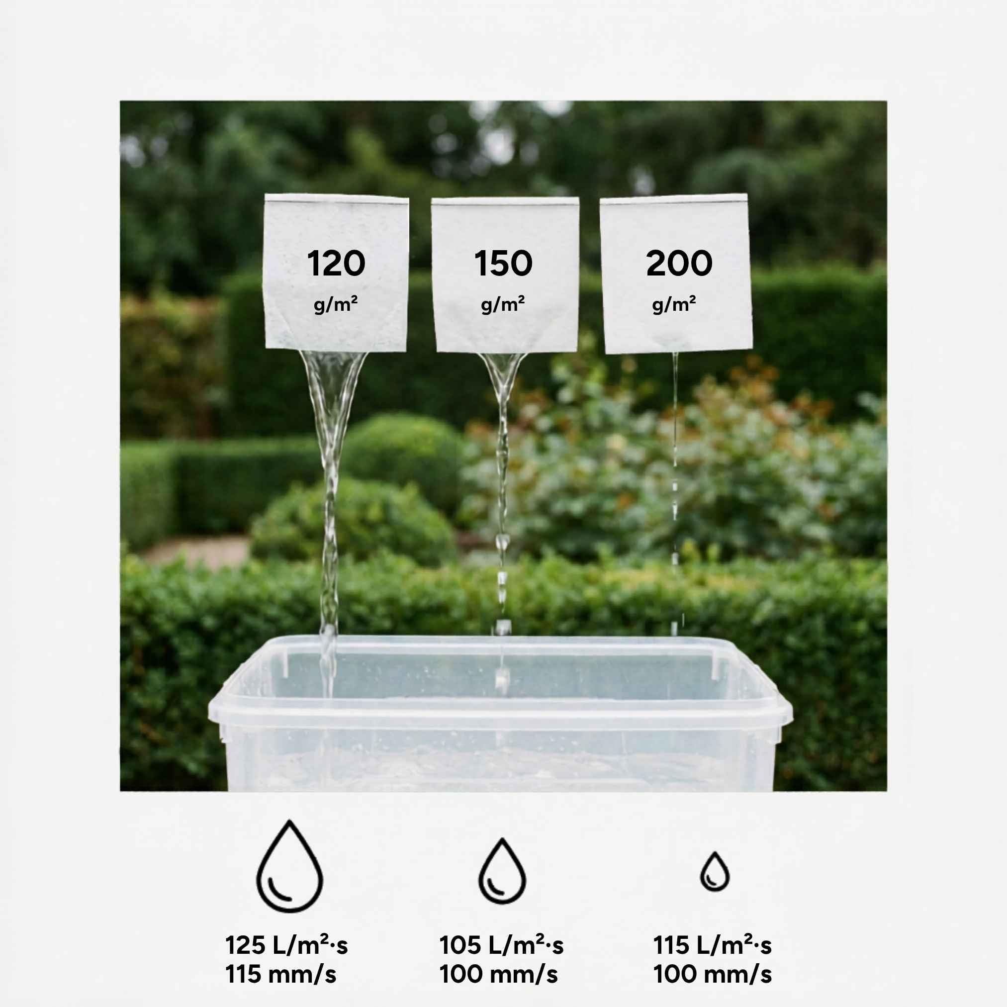 Florade® Fieltro de drenaje 120 g/m² | Fieltro | permeable al agua, resistente a los rayos UV, compatible con plantas, biológicamente resistente | sujeción perfecta para la construcción del suelo