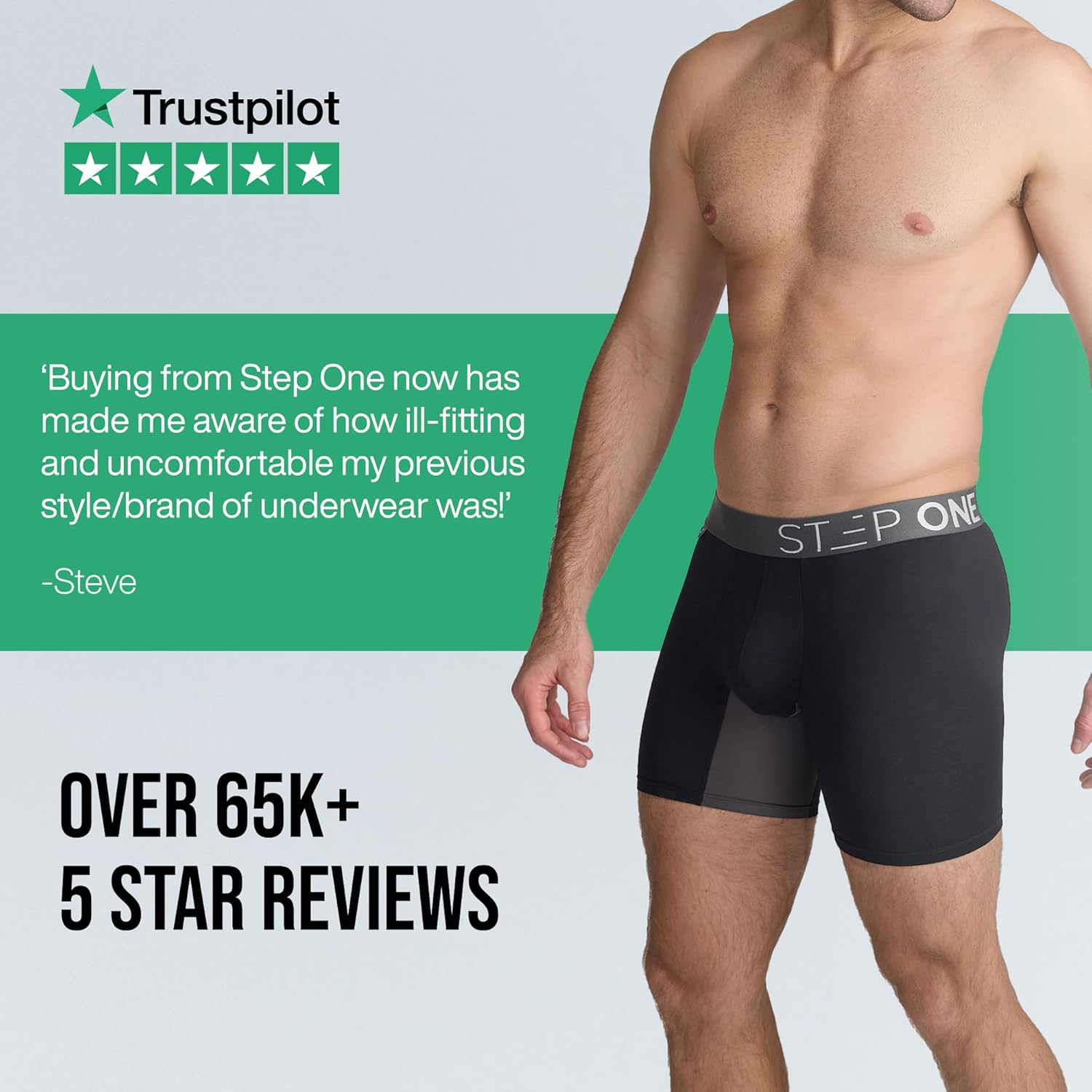 STEP ONE Mens Boxer Briefs, Underwear for Men Pack of 5, Anti Chafing Mens Underwear, Comfortable Moisture-Wicking Boxers