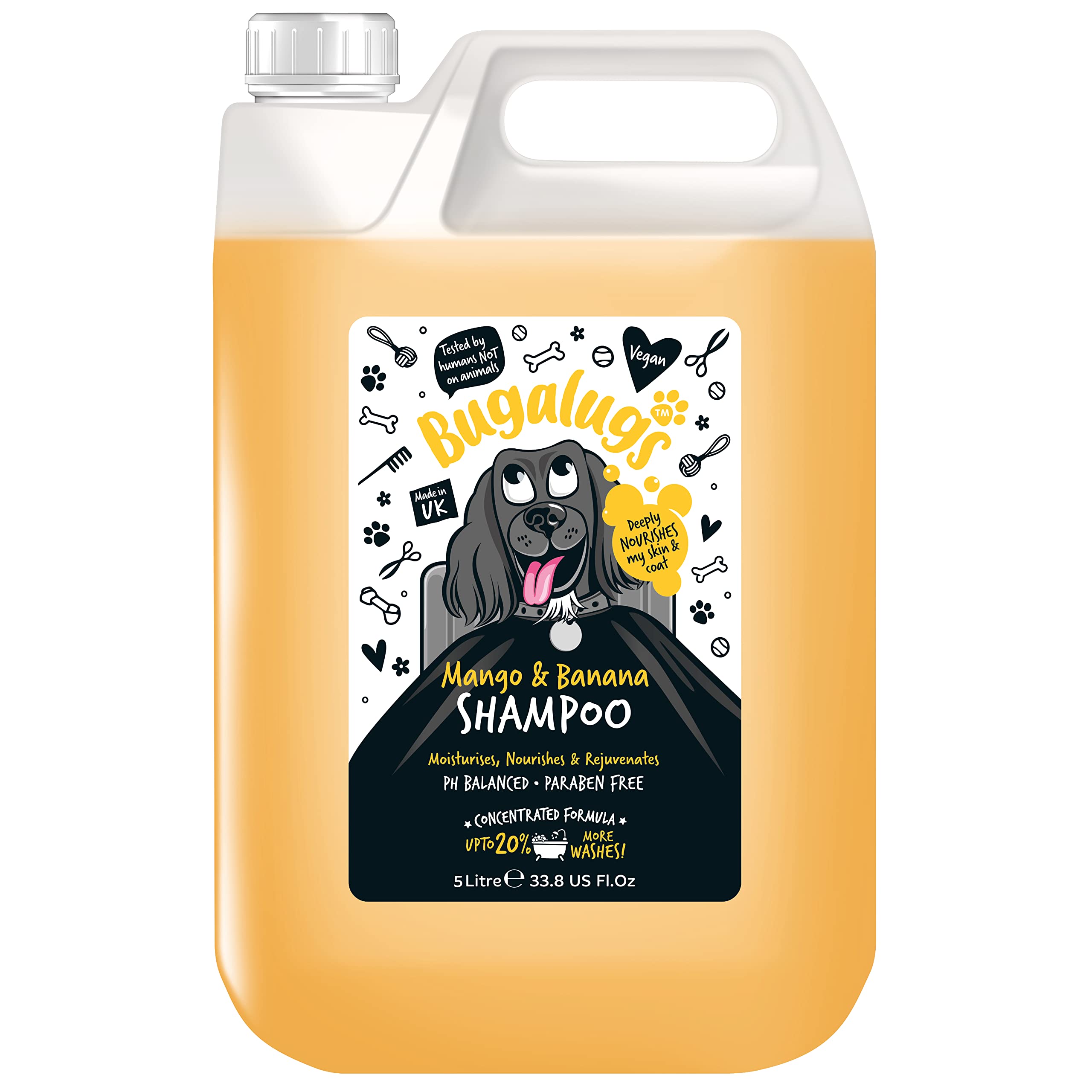 BUGALUGS Dog Shampoo Tropical Mango & Banana dog grooming shampoo products for smelly dogs with fragrance, best puppy shampoo, professional groom Vegan pet shampoo & conditioner โ image 1