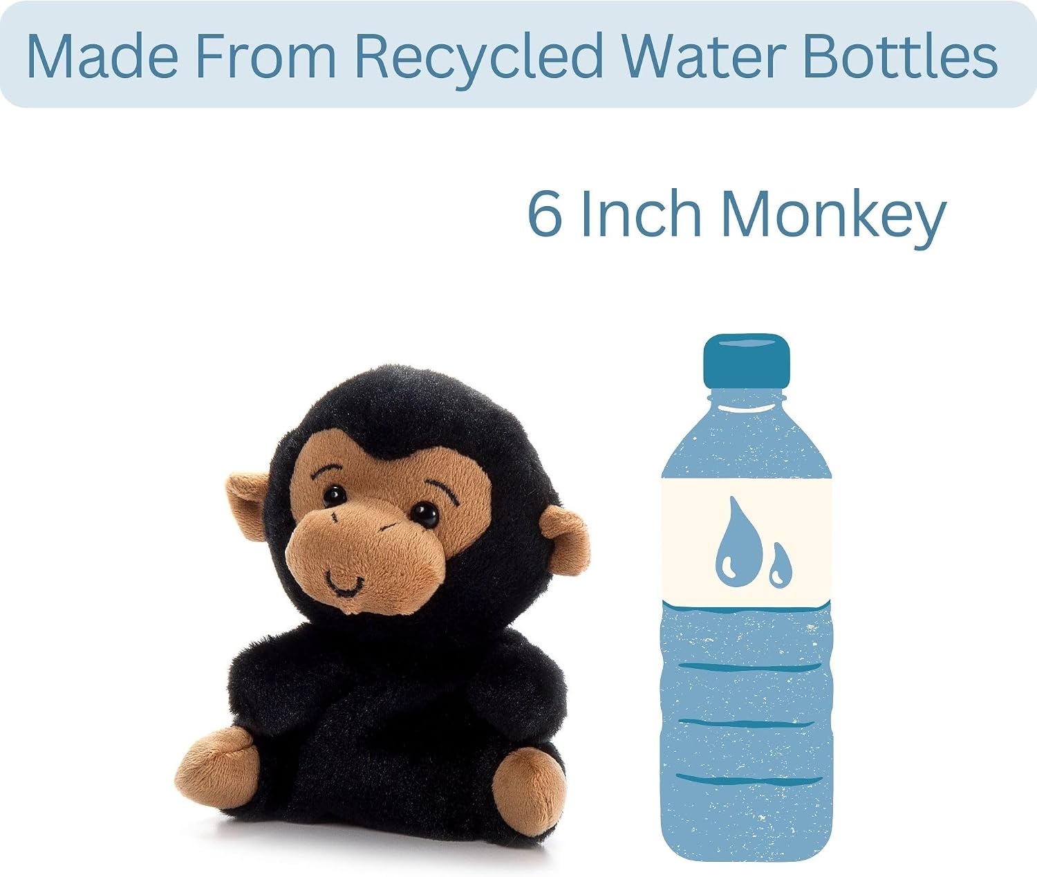 The Petting Zoo Chimp Stuffed Animal Plushie, Gifts for Kids, Nuggetz Wildlife Animals, Chimp Plush Toy, 6 inches