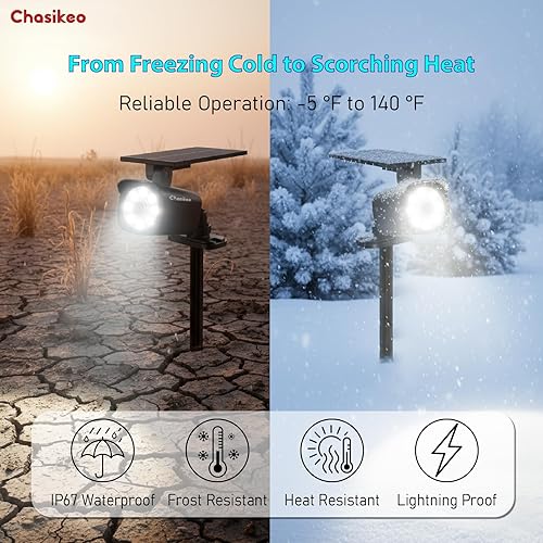 Miniatura 5 de Chaiskeo - Luces solares con sensor de movimiento para exteriores, luces de inundación de seguridad solar, foco LED alimentado por energía solar,