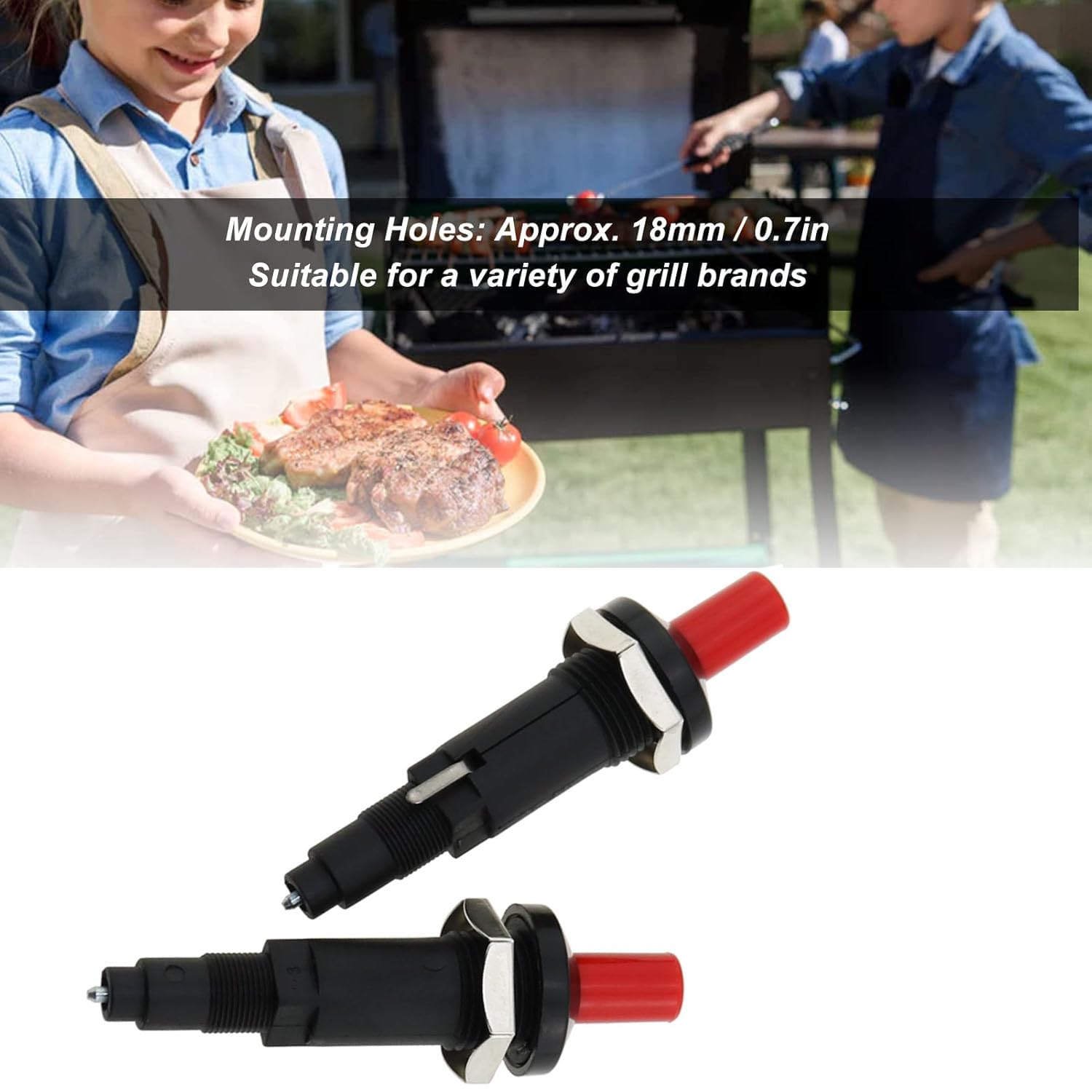Allumeur Piézoélectrique,1 Out 2 Allumeur à Bouton,d'allumage à étincelle piézo,Allumeur Gril de Barbecu,pour barbecue à gaz Allumeur à électrode-2 Pièces