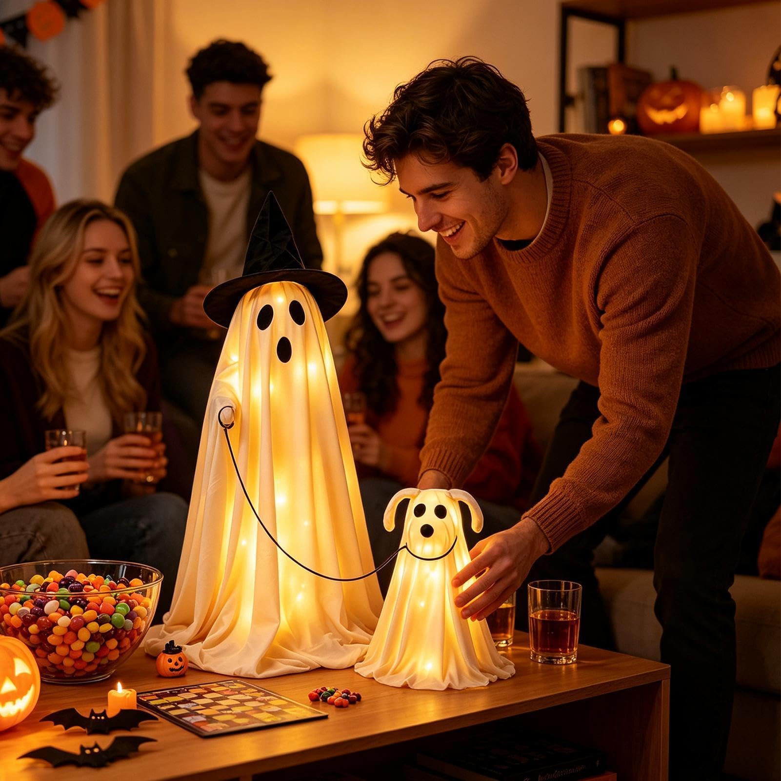 Decorazioni Halloween Esterno Spettrali Ornamenti Da Prato Con LED A Caldo | Set Di Decorazioni Halloween Fantasmi E Streghe Per Giardino Ingresso Soggiorno Festa Vacanze