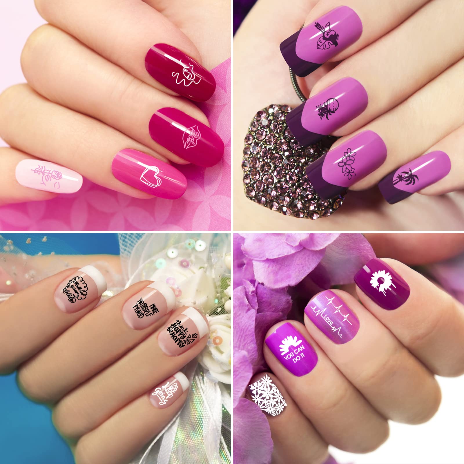 MWOOT 6pcs Set di Nail Art Stamping, Nail Template Piastra per Unghie,Mescolare Unghie Piastre Manicure Nail Piastra, UnghieTimbro Scraper Piatti Templates