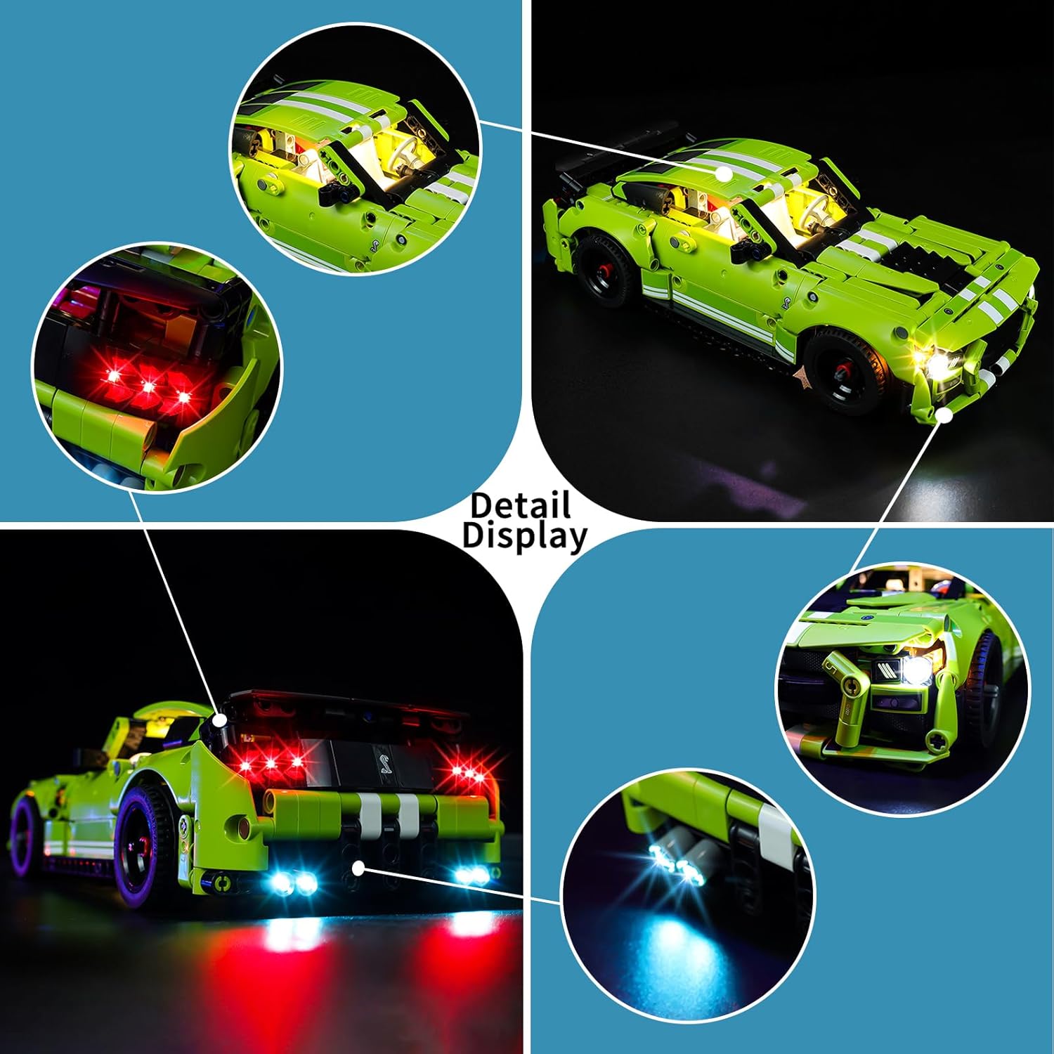 BrickSoul Led Light Kit for Lego Mustang Shelby Gt500, Compatible with Lego technic Ford Mustang Shelby gt500 42138 Building Set Lego Light Kit, Light Up Legos Mustang - NO Lego Blocks Set