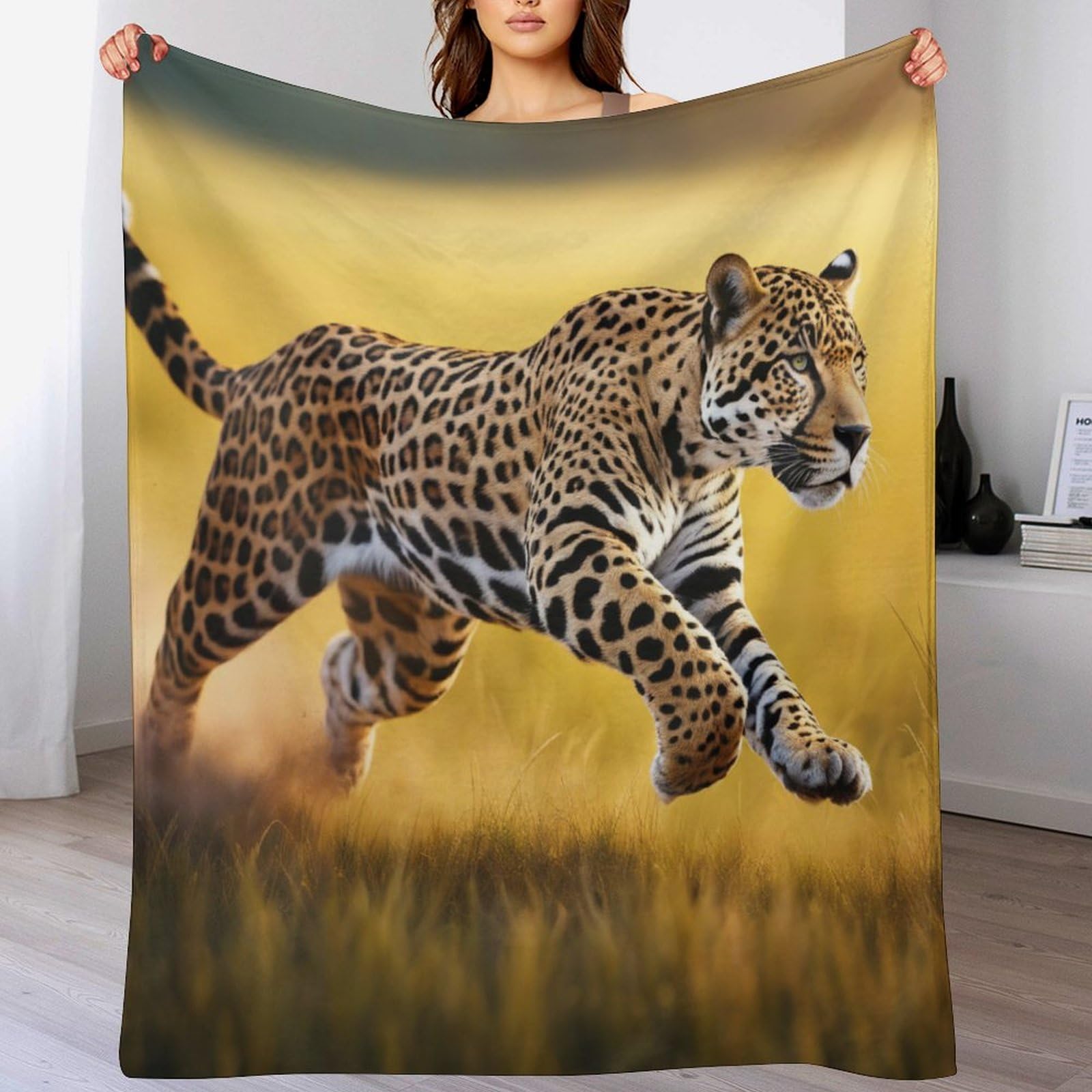 Couverture Polaire Haute Qualité guépard, plaid en flanelle épaisse douce