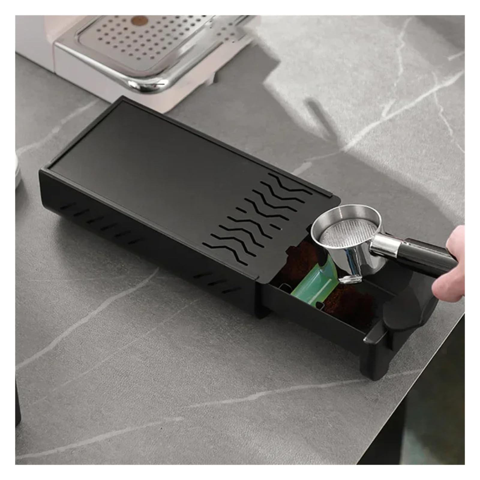 Accesorios rectangulares del barista de la base del pisón del cubo, caja de posos de café tipo cajón de doble propósito(1pcs)