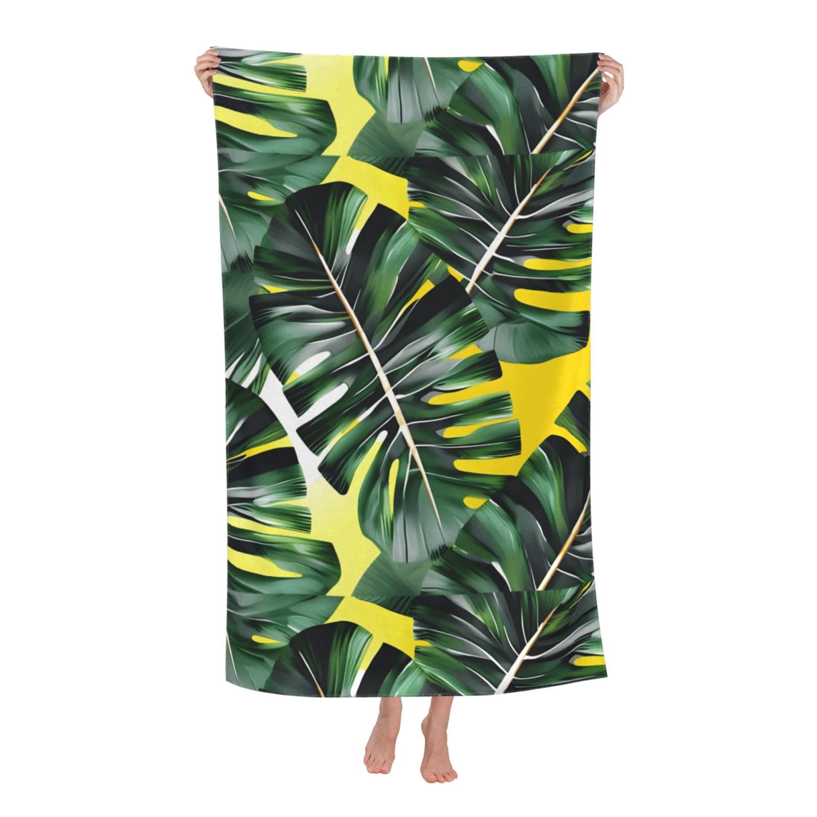 Cbaaghh Tropical Banana Palm Leaves Print Adult Beach Towels,Beach & Pool Towel,Beach Towels,Towels For Camping