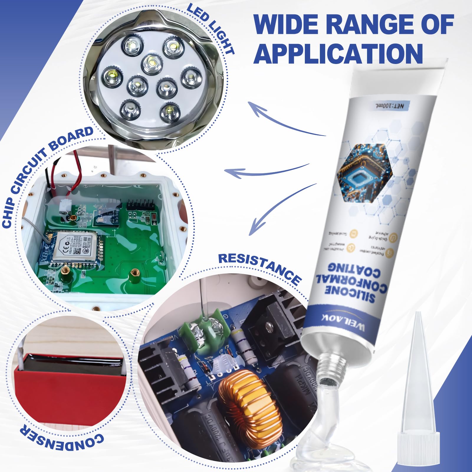 Protective and Insulating Varnish, Vernice Isolante, Gomma Liquida, Gel Isolante Elettrico per Circuiti Stampati di Apparecchiature Elettroniche, Schede di Controllo, ecc, 100 ml