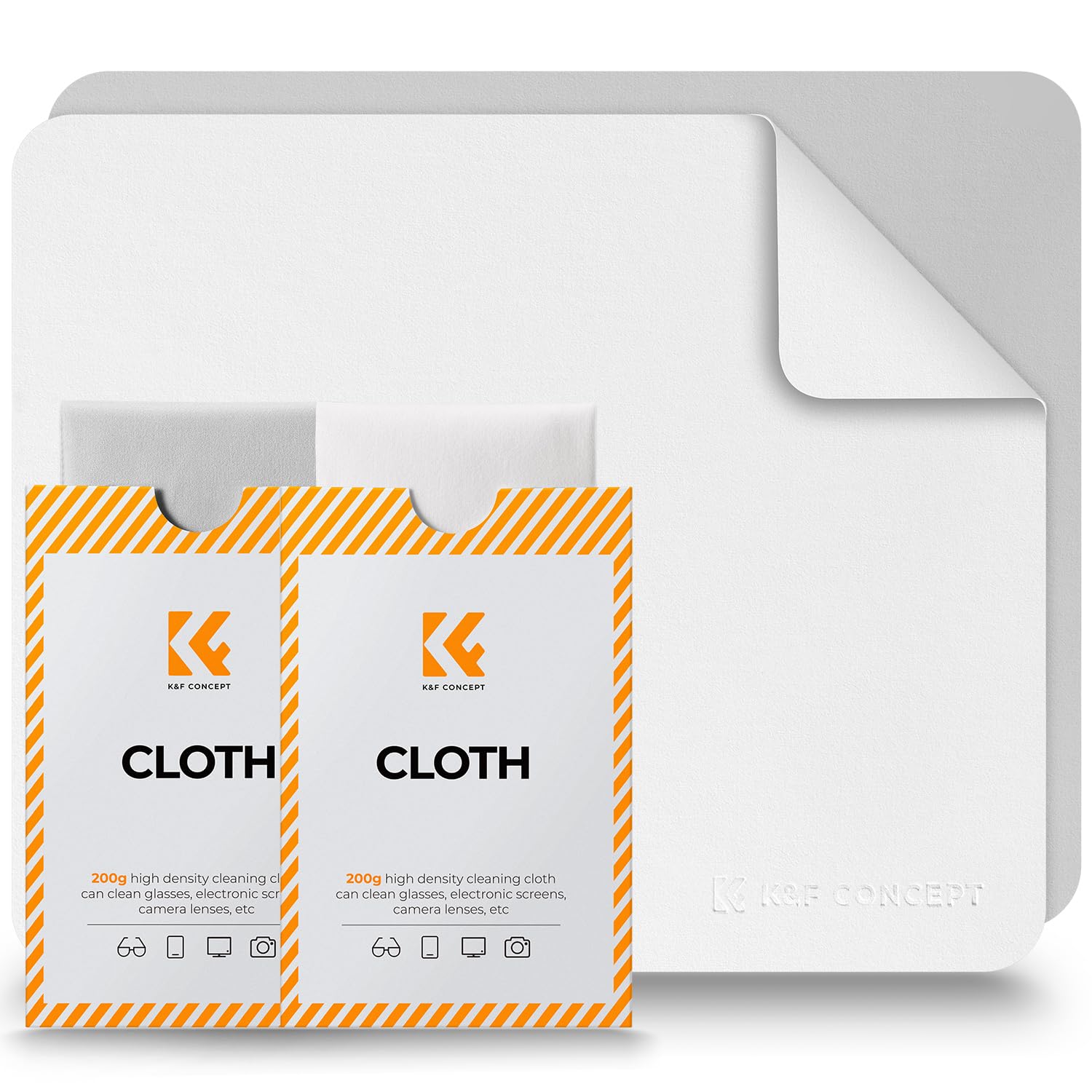 K&F CONCEPT 2 Pack Lens Cleaning Cloth | Microfiber Cleaning Cloth | Glasses Cleaning Cloths | Eyeglass Lens Cleaner | Eyeglasses, Camera Lens, VR/AR