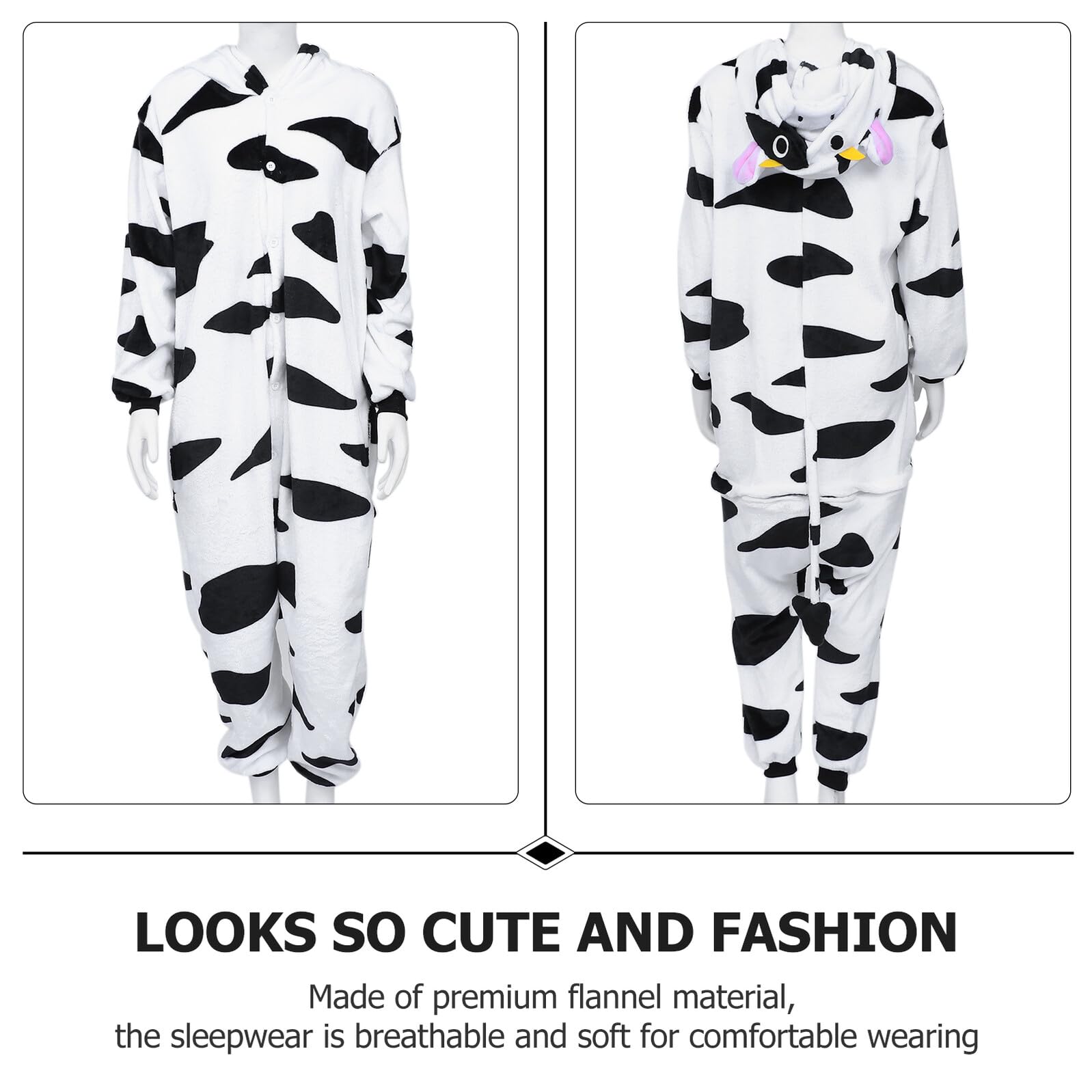 FRCOLOR Pigiama Bambina Invernale in Flanella Motivo Mucca Cartoon Unisex Morbido e Traspirante per Casa e Cosplay