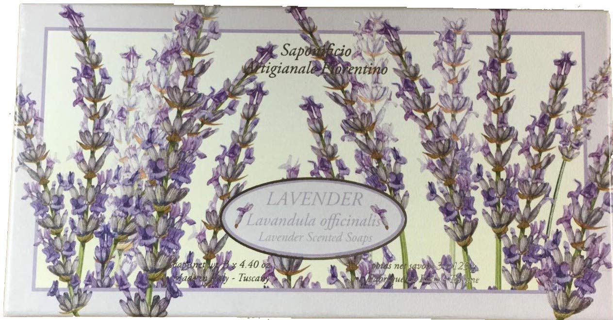 Saponificio Artigianale Fiorentino, Tuscan Country Lavender Set, Includes 3 x 4.40oz