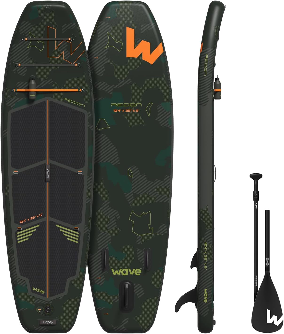 Wave Recon 3.0 Inflatable Stand Up Paddleboard | Premium SUP with Anti-Air Leaking Design, Non-Slip Deck, and Complete Accessories | 10'4ft