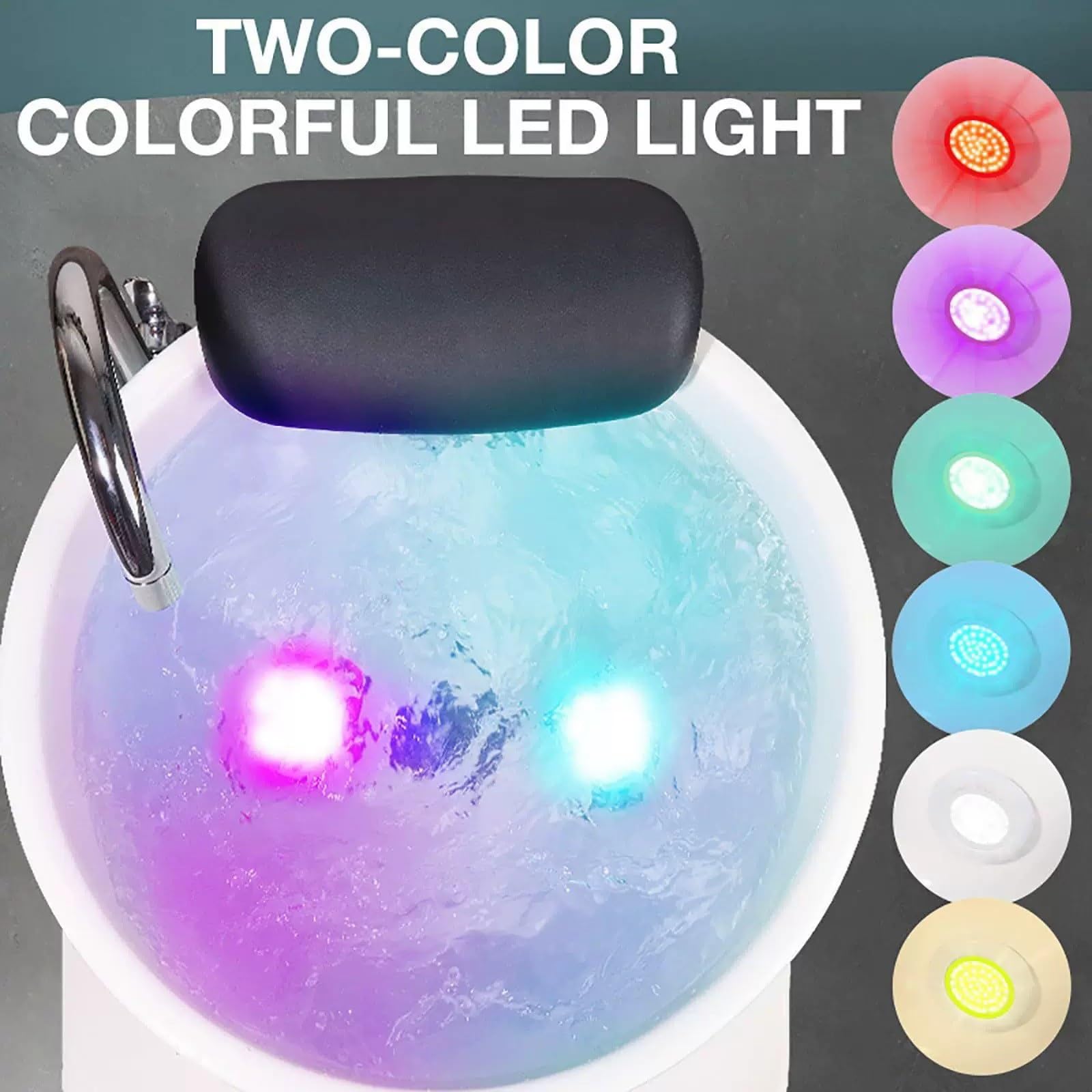 Vasca da Bagno for Pediluvi, Vasca Idromassaggio Rotonda in Acrilico di Grande capacità | Luce LED Integrata A 7 Colori, Poggiapiedi Dal Design Ergonomico, Adatto for Hotel
