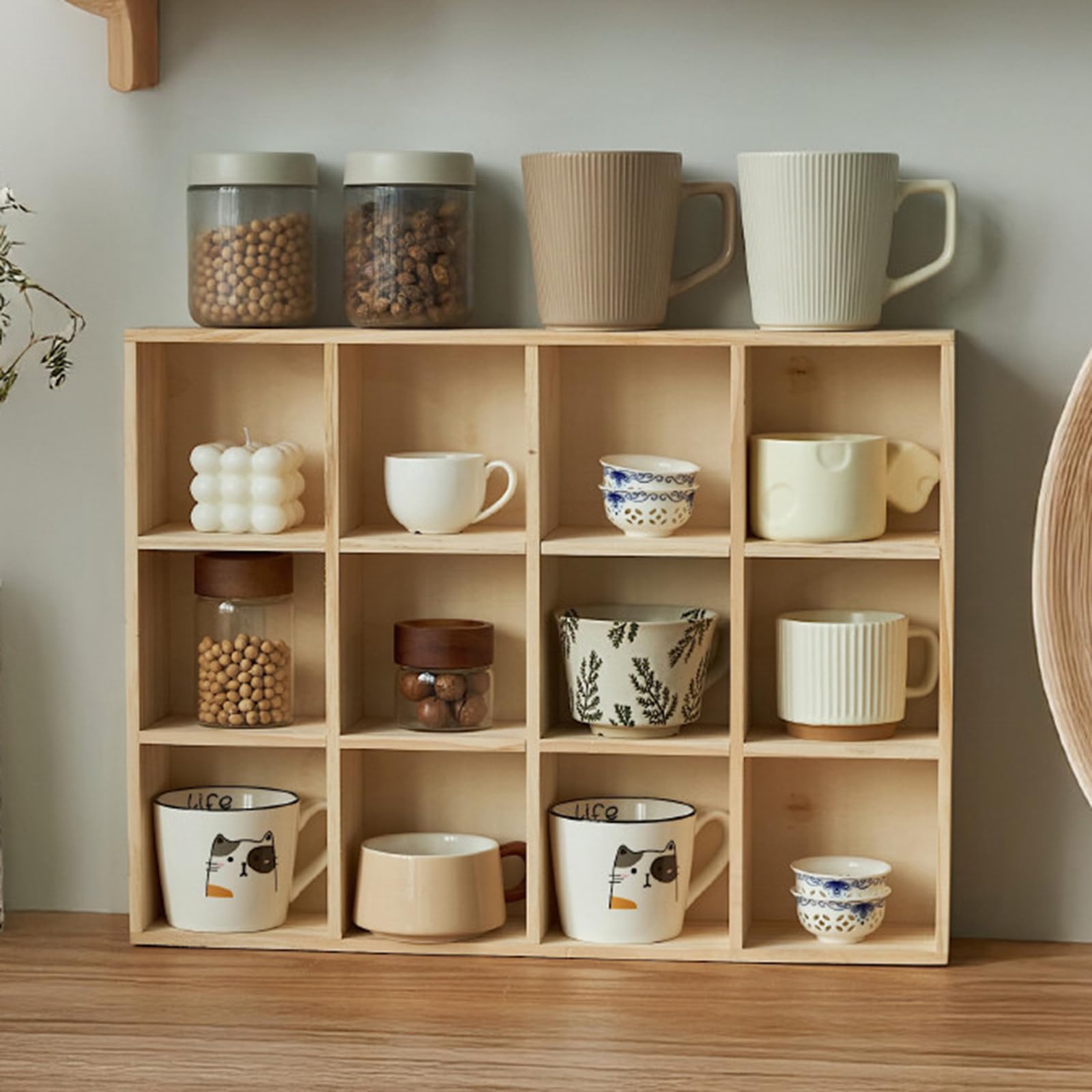 éTagèRe Murale pour Exposer des Services à Thé,éTagèRe Murale pour Mug,PréSentoir De ThéIèRe en Bois Vintage,Rangement Efficace,Facile à Placer,pour Salon,Bureau