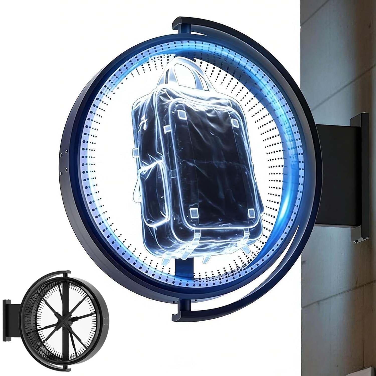 KJZQXYX 360 degrees 3D Holographic LED Display - Double-Sided Wall-Mounted Hologram Projector with Custom Images & Videos - Eye-Catching Advertising Billboard (70CM)