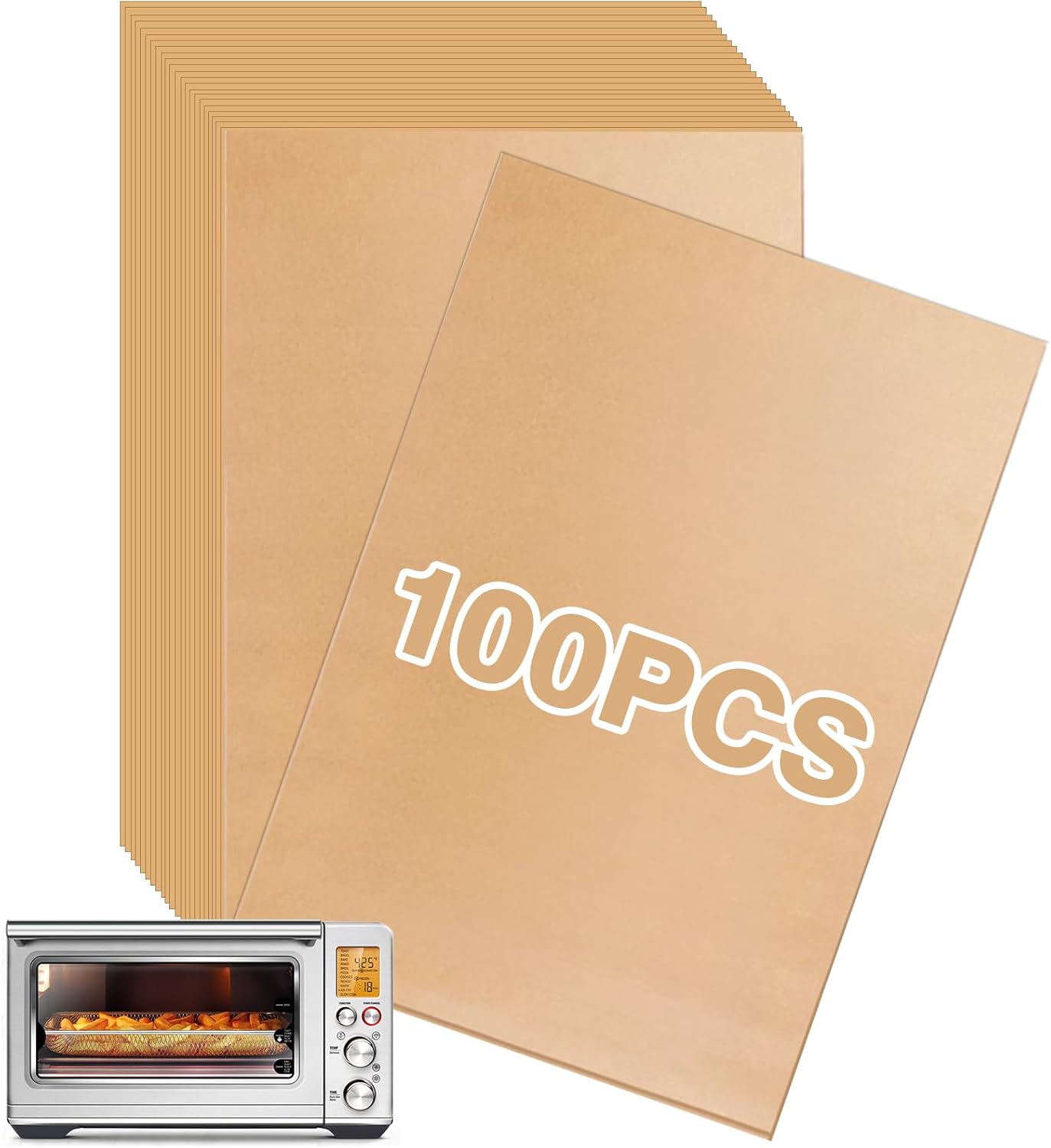 Air Fryer Liners Disposable Compatible with the Breville Smart Oven Air Fryer Pro BOV900BSS, 100PCS Parchment Paper for Baking, Baking Sheet Accessories for Breville Oven