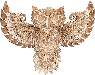 jojofuny Rustic Wood Owl Wall Decor: Hand Carved Owl Statue Hanging Ornament for Home Decor - Unique Wall Plaque Hanging for Living Room, Bedroom, Holiday Art